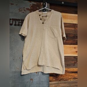 Casual Beige Linen Button Down Shirt